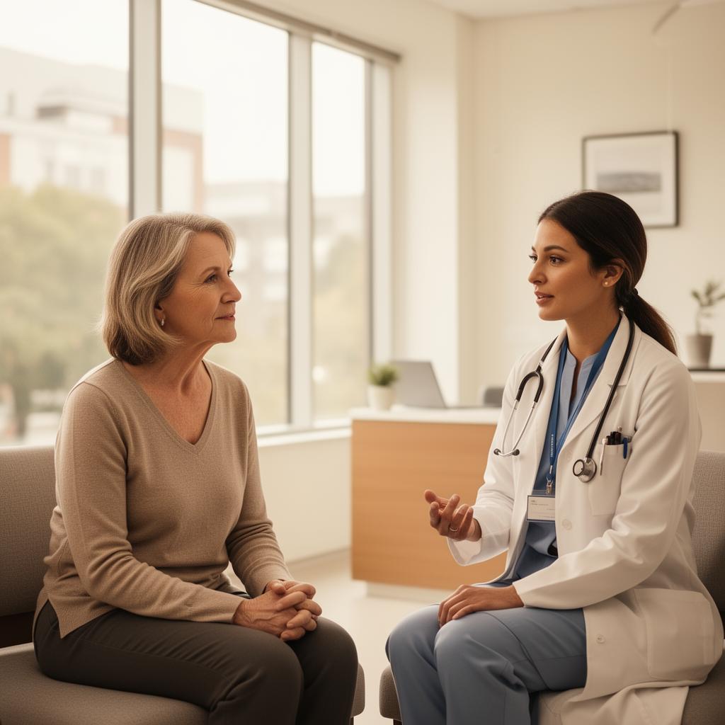 A woman having an engaged conversation with her doctor
